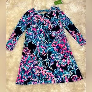 168.00 NWT LILLY PULTZER OLIVE DRESS BRIGHT NAVY ALL CAUGHT